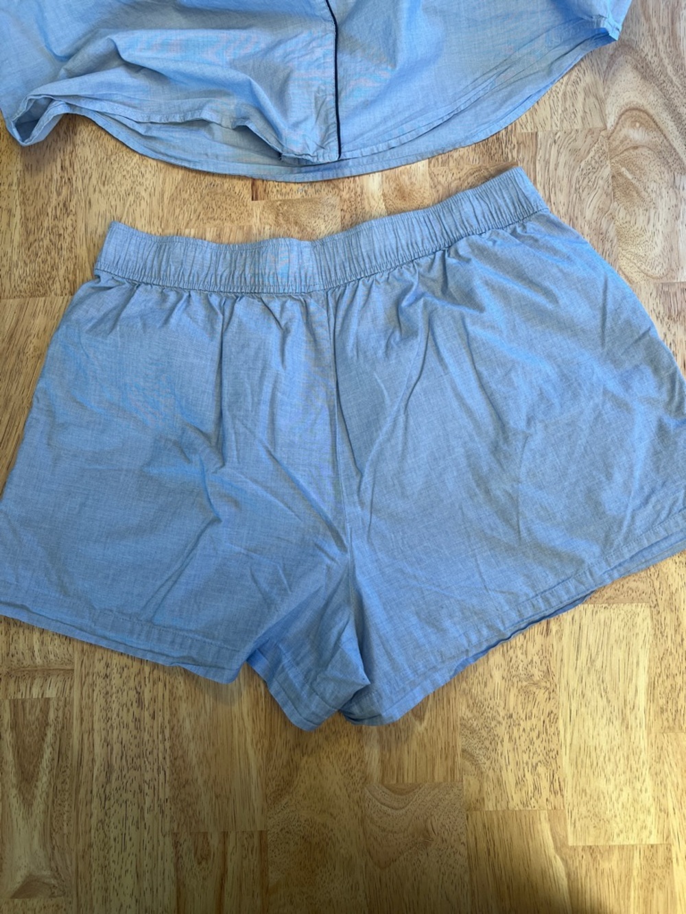 J Crew Shirt and Shorts Pajama Set Top Large Bottoms Medium Blue 100% Cotton - Picture 12 of 16